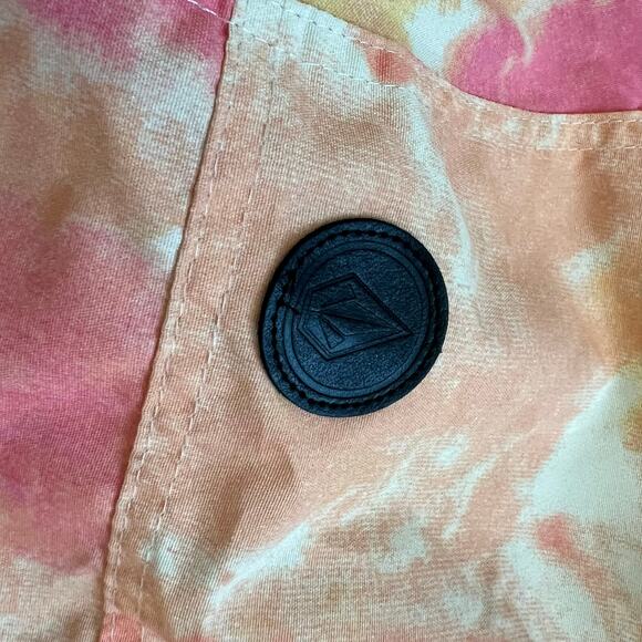 Volcom Enemy Stone Windbreaker Hooded Pink Orange Tie Dye - Picture 10 of 11